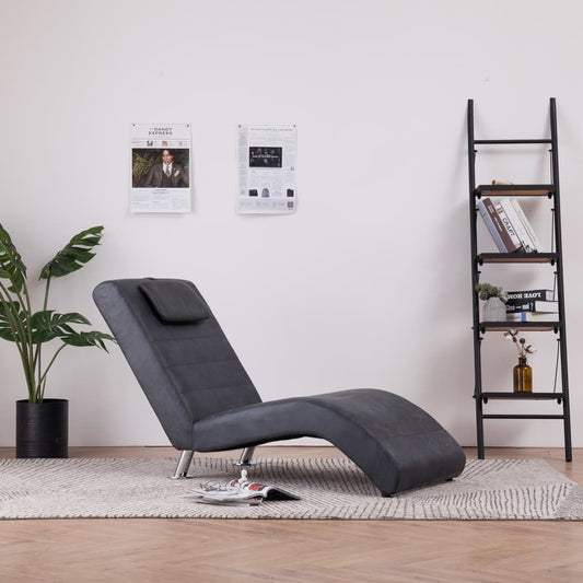 Chaise longue met kussen kunstsuède grijs Chaises longues | Creëer jouw Trendy Thuis | Gratis bezorgd & Retour | Trendy.nl