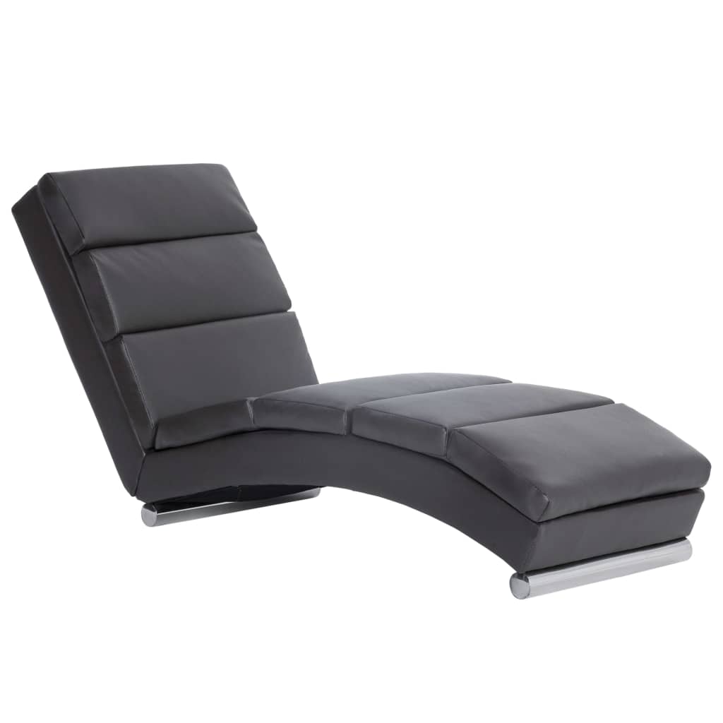 Chaise longue kunstleer grijs