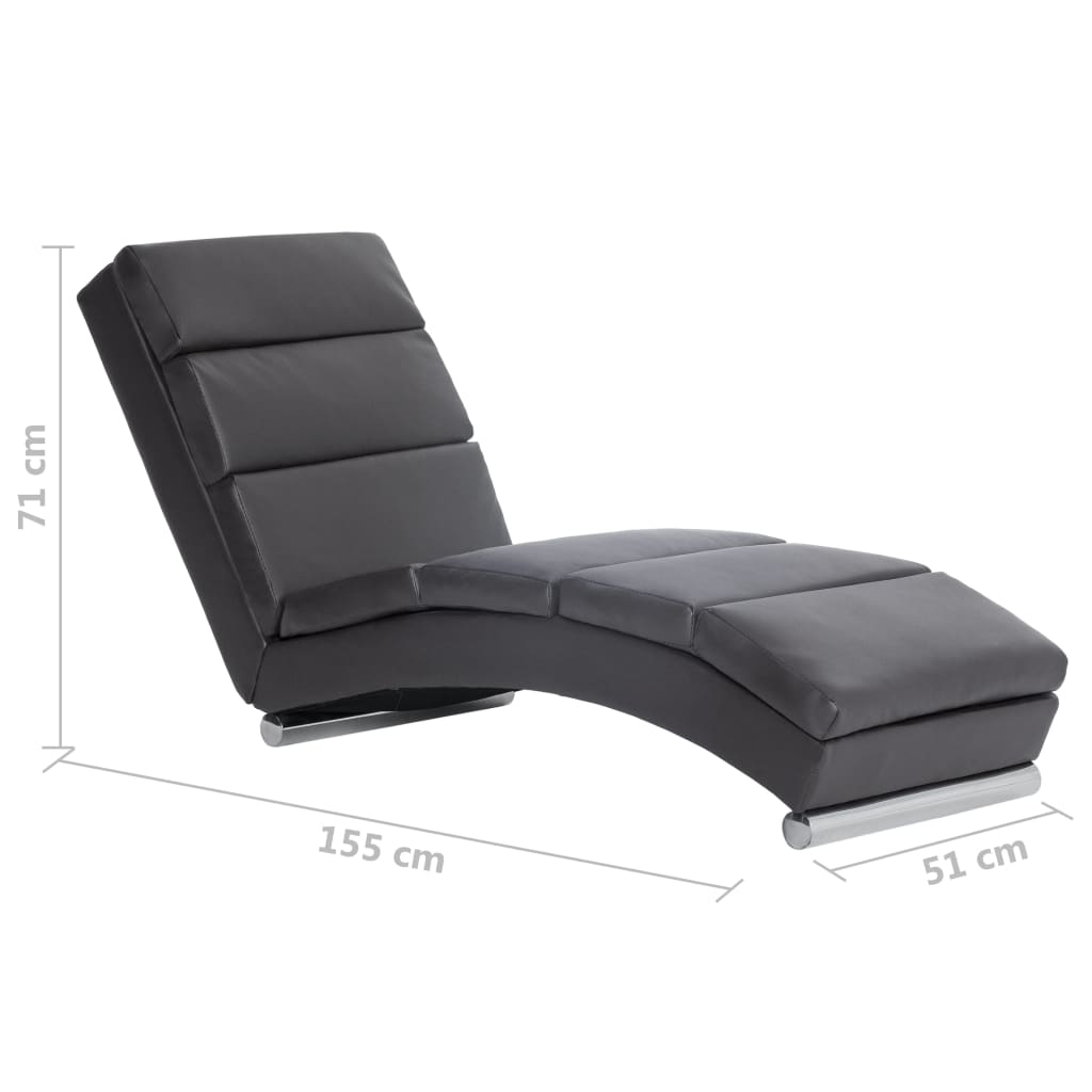 Chaise longue kunstleer grijs