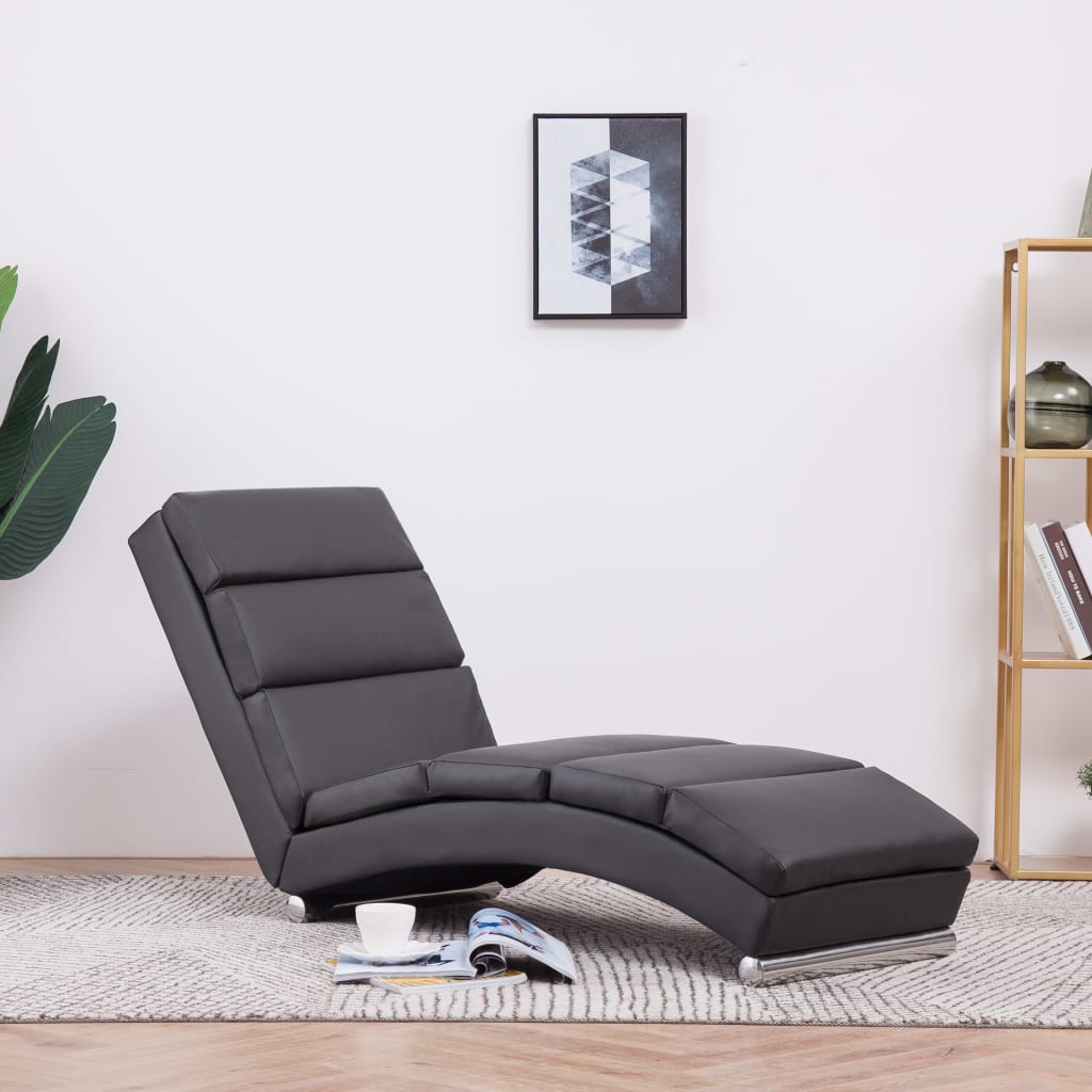 Chaise longue kunstleer grijs