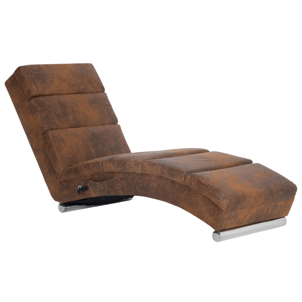 Massage chaise longue kunstsuède bruin Chaises longues | Creëer jouw Trendy Thuis | Gratis bezorgd & Retour | Trendy.nl