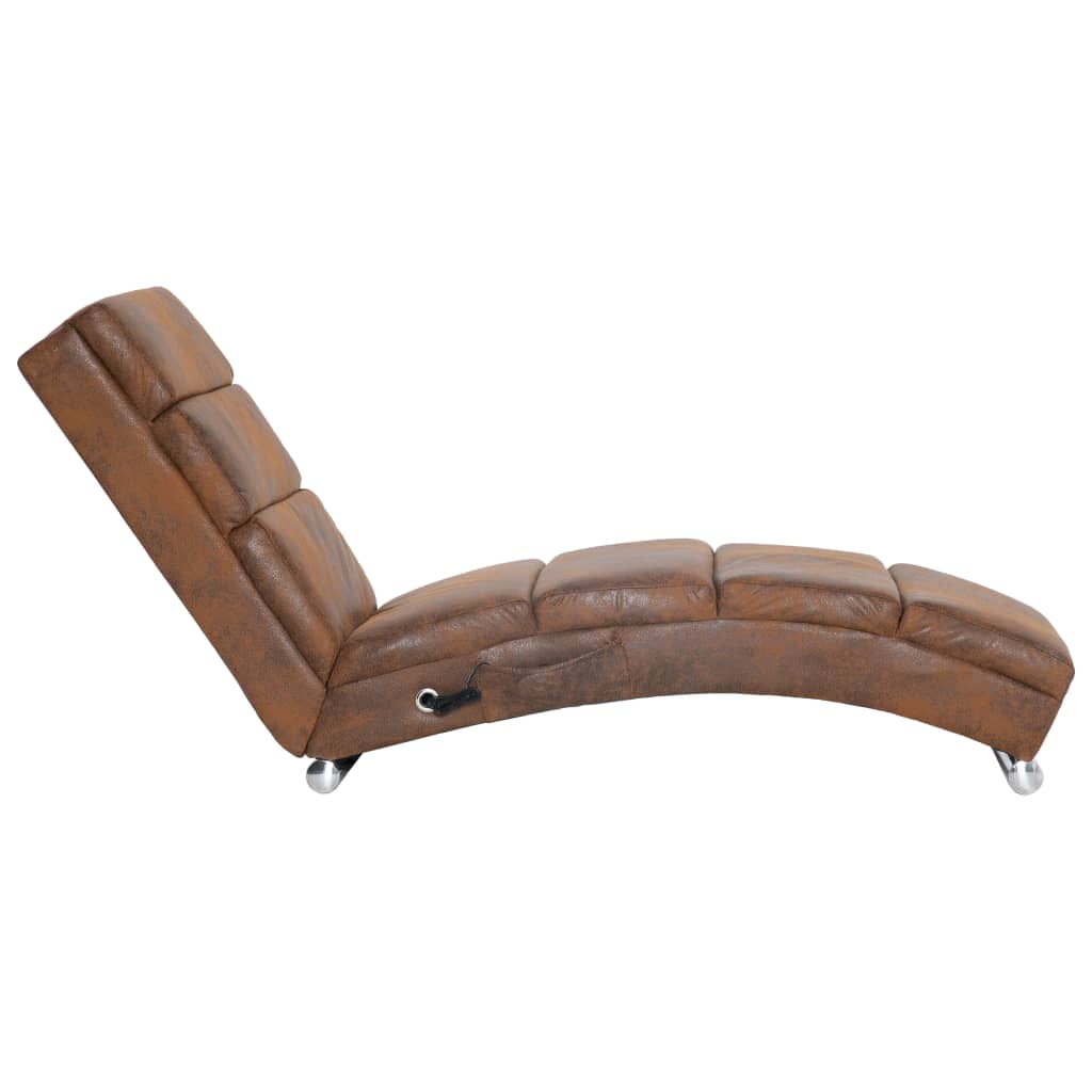 Massage chaise longue kunstsuède bruin Chaises longues | Creëer jouw Trendy Thuis | Gratis bezorgd & Retour | Trendy.nl