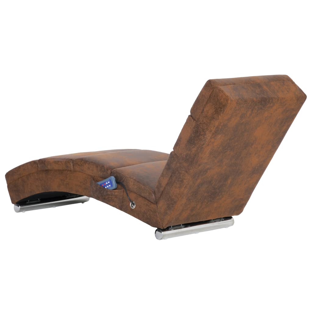 Massage chaise longue kunstsuède bruin Chaises longues | Creëer jouw Trendy Thuis | Gratis bezorgd & Retour | Trendy.nl