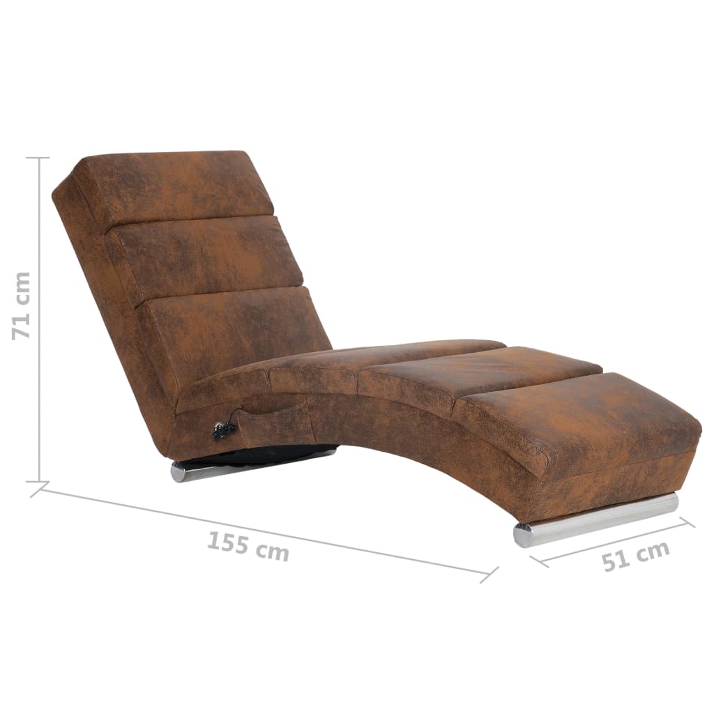 Massage chaise longue kunstsuède bruin Chaises longues | Creëer jouw Trendy Thuis | Gratis bezorgd & Retour | Trendy.nl