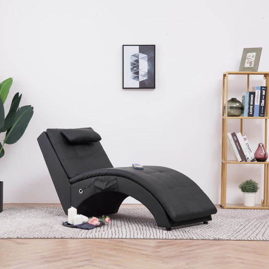 Massage chaise longue met kussen kunstleer zwart Chaises longues | Creëer jouw Trendy Thuis | Gratis bezorgd & Retour | Trendy.nl