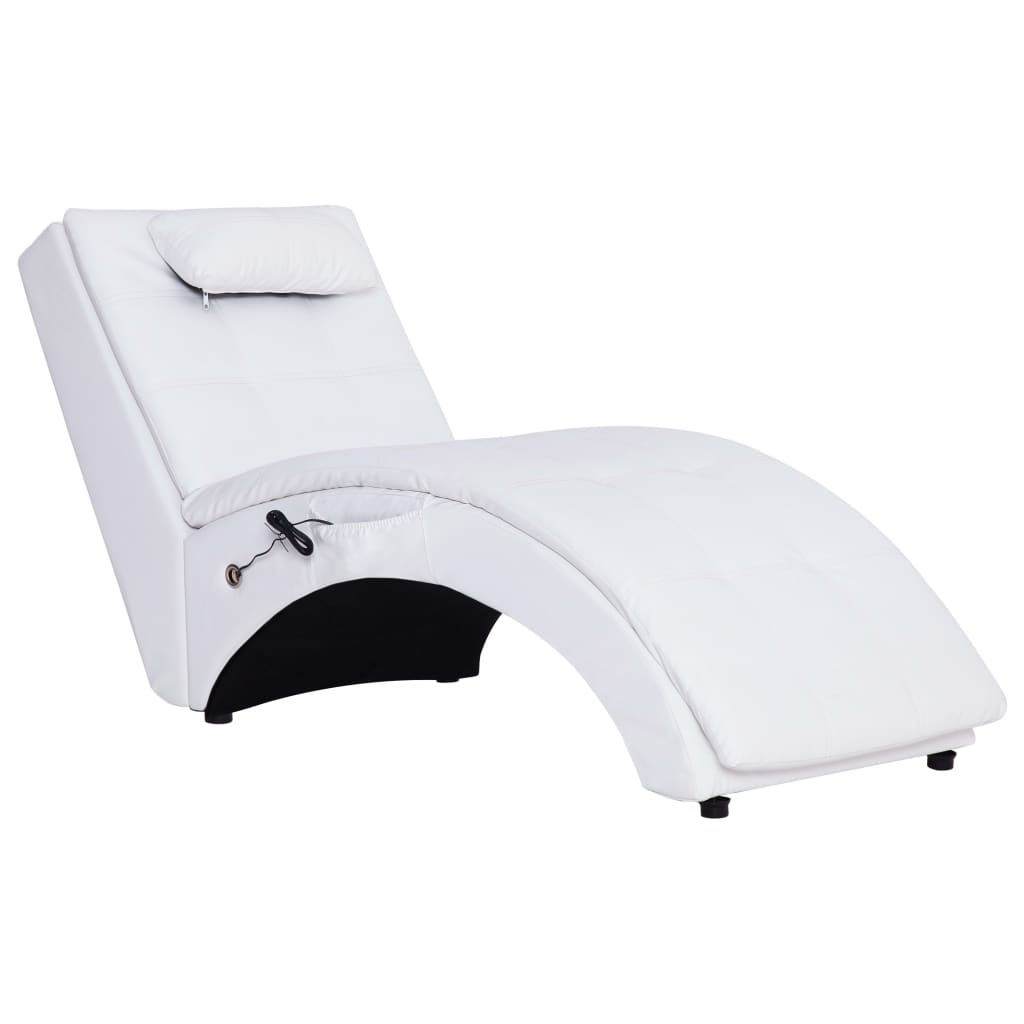 Massage chaise longue met kussen kunstleer wit Chaises longues | Creëer jouw Trendy Thuis | Gratis bezorgd & Retour | Trendy.nl