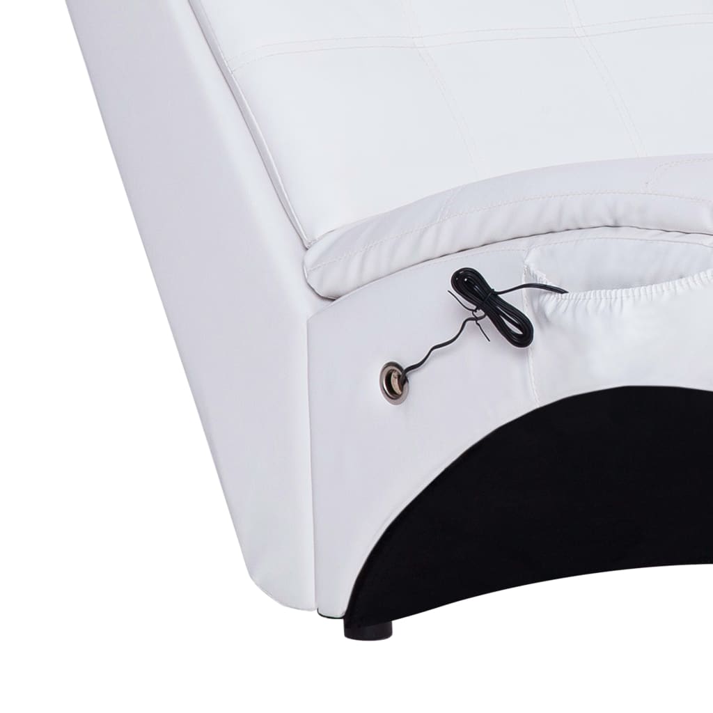 Massage chaise longue met kussen kunstleer wit Chaises longues | Creëer jouw Trendy Thuis | Gratis bezorgd & Retour | Trendy.nl