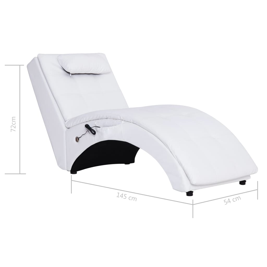 Massage chaise longue met kussen kunstleer wit Chaises longues | Creëer jouw Trendy Thuis | Gratis bezorgd & Retour | Trendy.nl