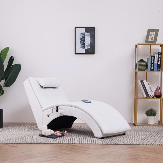 Massage chaise longue met kussen kunstleer wit Chaises longues | Creëer jouw Trendy Thuis | Gratis bezorgd & Retour | Trendy.nl