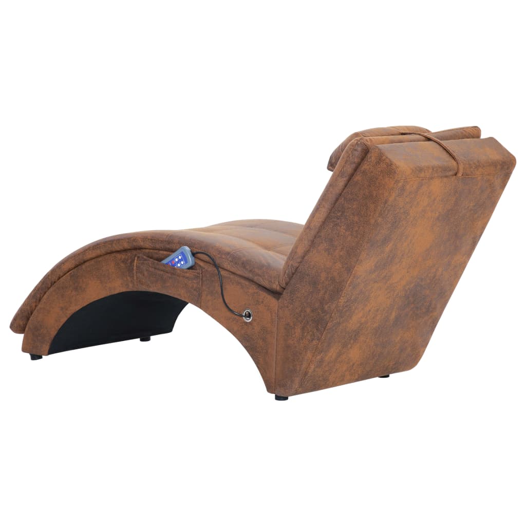 Massage chaise longue met kussen kunstsuède bruin Chaises longues | Creëer jouw Trendy Thuis | Gratis bezorgd & Retour | Trendy.nl