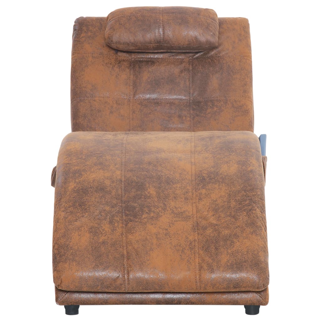 Massage chaise longue met kussen kunstsuède bruin Chaises longues | Creëer jouw Trendy Thuis | Gratis bezorgd & Retour | Trendy.nl