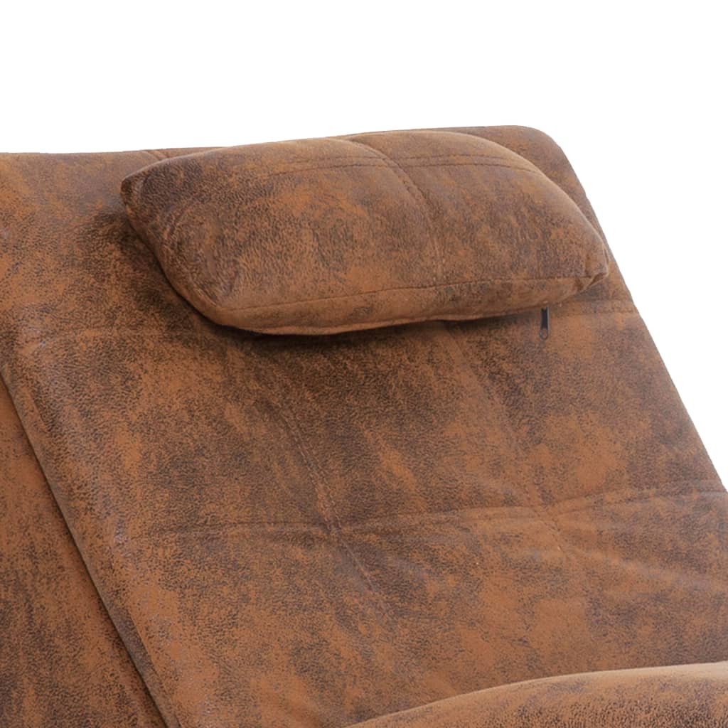 Massage chaise longue met kussen kunstsuède bruin Chaises longues | Creëer jouw Trendy Thuis | Gratis bezorgd & Retour | Trendy.nl