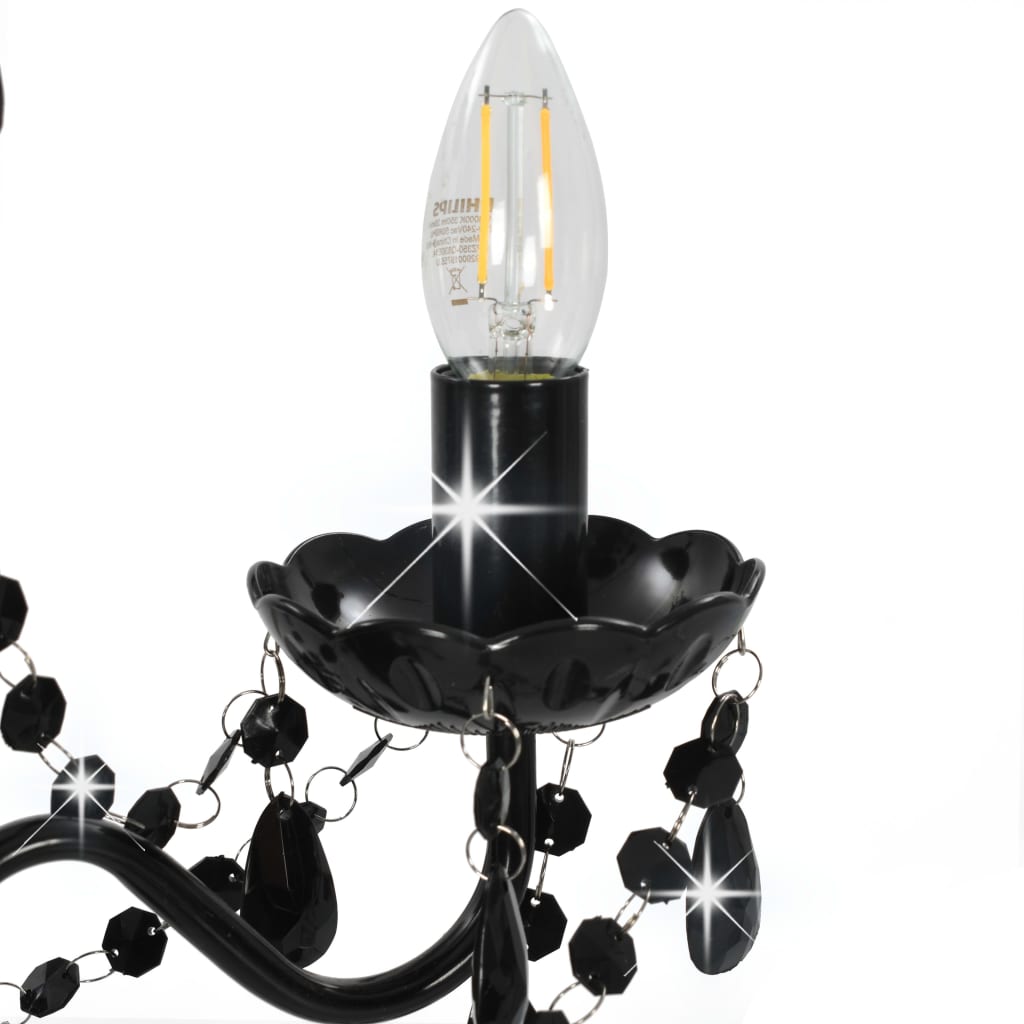 Kroonluchter met kralen rond 3xE14 zwart Lampen | Creëer jouw Trendy Thuis | Gratis bezorgd & Retour | Trendy.nl