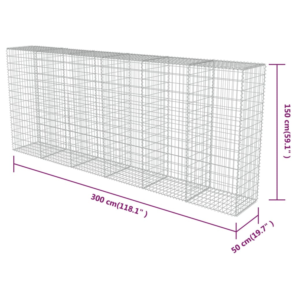 Schanskorfmuur met deksels 300x50x150 cm gegalvaniseerd staal Schuttingen & hekwerken | Creëer jouw Trendy Thuis | Gratis bezorgd & Retour | Trendy.nl