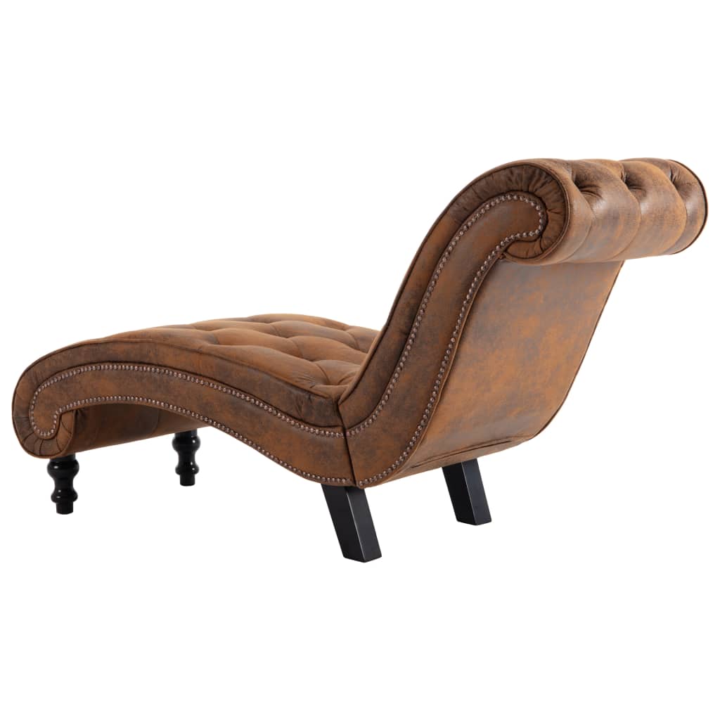 Chaise longue kunstsuède bruin