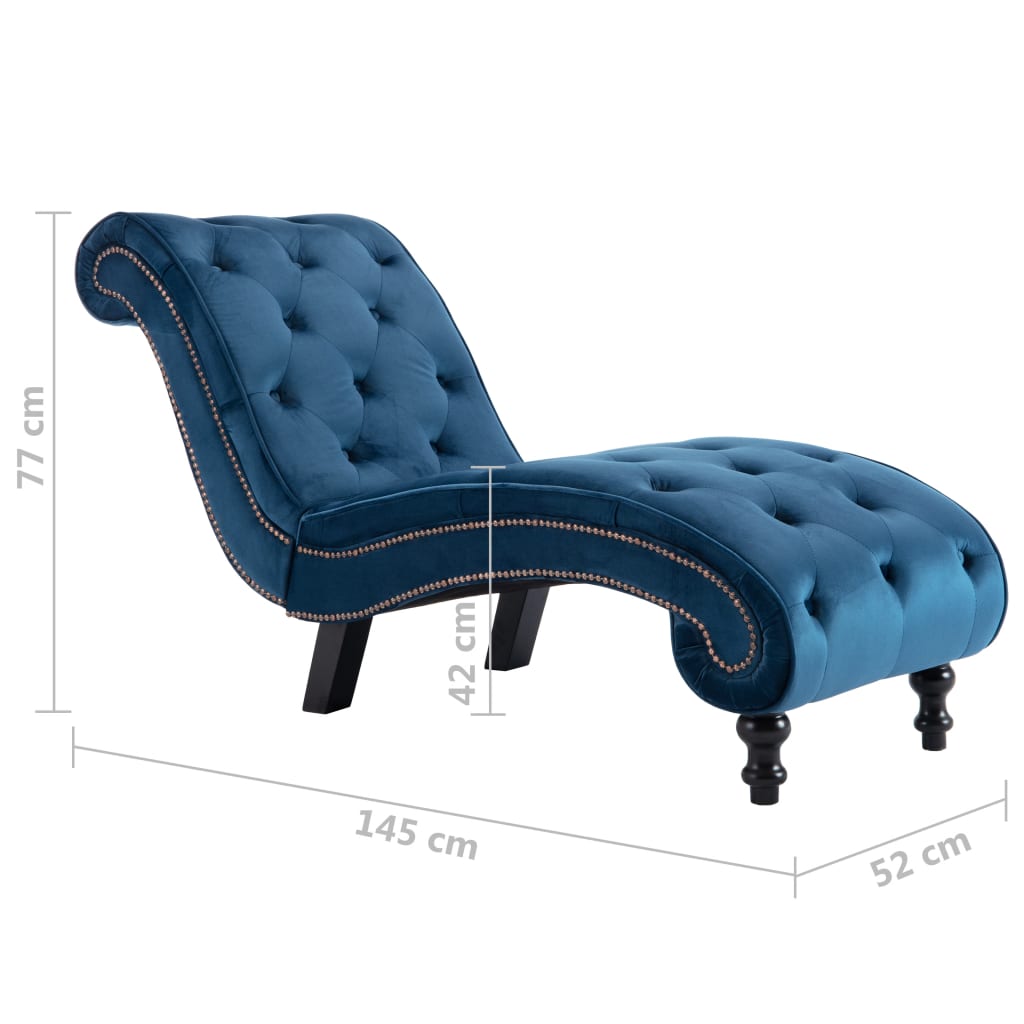 Chaise longue fluweel blauw