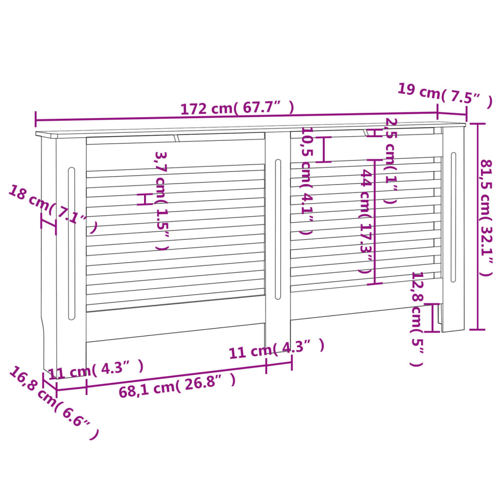 Radiatorombouw 172x19x81,5 cm MDF wit Accessoires voor radiators | Creëer jouw Trendy Thuis | Gratis bezorgd & Retour | Trendy.nl