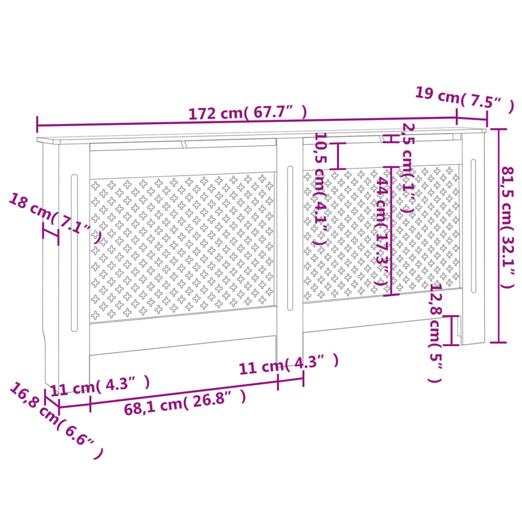 Radiatorombouw 172x19x81,5 cm MDF wit Accessoires voor radiators | Creëer jouw Trendy Thuis | Gratis bezorgd & Retour | Trendy.nl