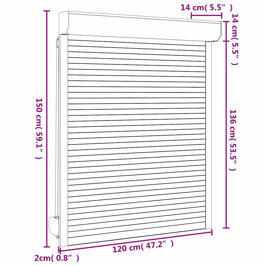 Rolluik 120x150 cm aluminium antracietkleurig