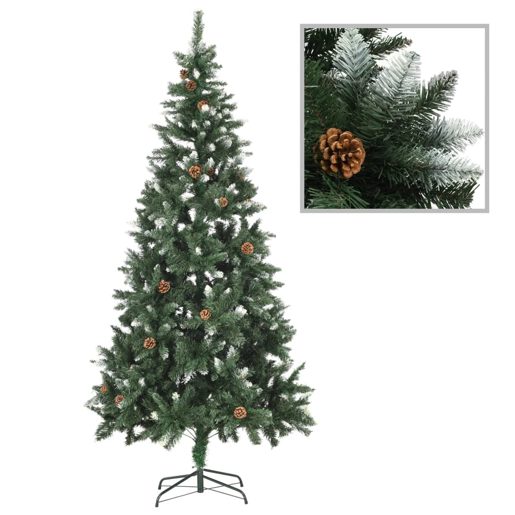 Kunstkerstboom met dennenappels en wit glitter 210 cm Kerstbomen | Creëer jouw Trendy Thuis | Gratis bezorgd & Retour | Trendy.nl