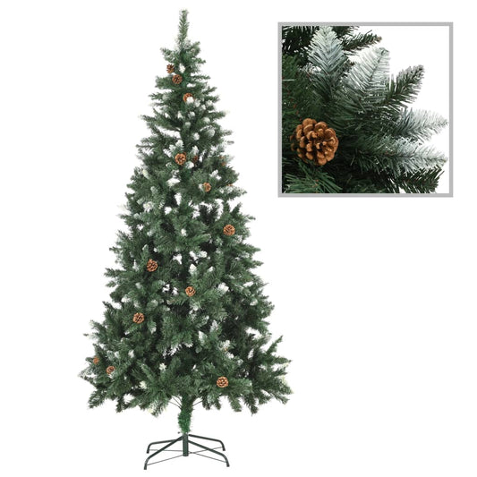 Kunstkerstboom met dennenappels en wit glitter 210 cm Kerstbomen | Creëer jouw Trendy Thuis | Gratis bezorgd & Retour | Trendy.nl