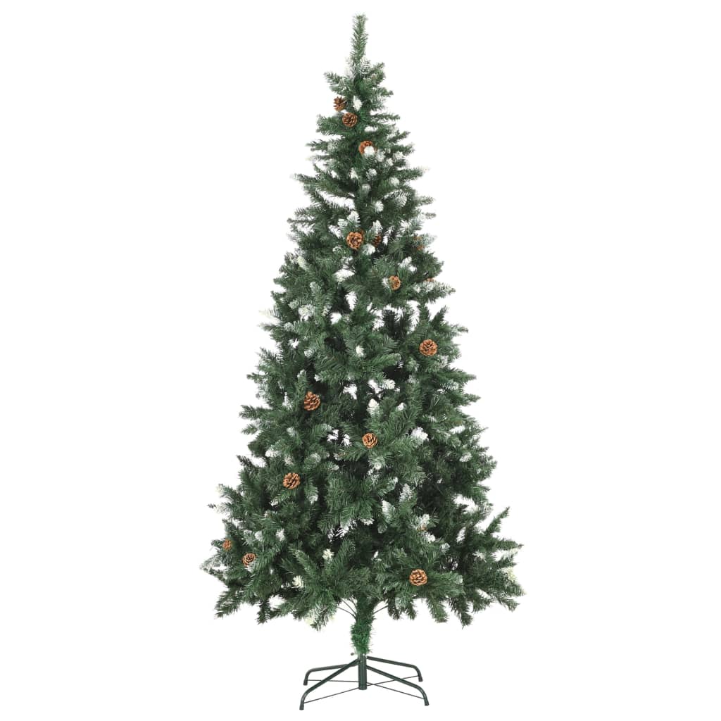 Kunstkerstboom met dennenappels en wit glitter 210 cm Kerstbomen | Creëer jouw Trendy Thuis | Gratis bezorgd & Retour | Trendy.nl