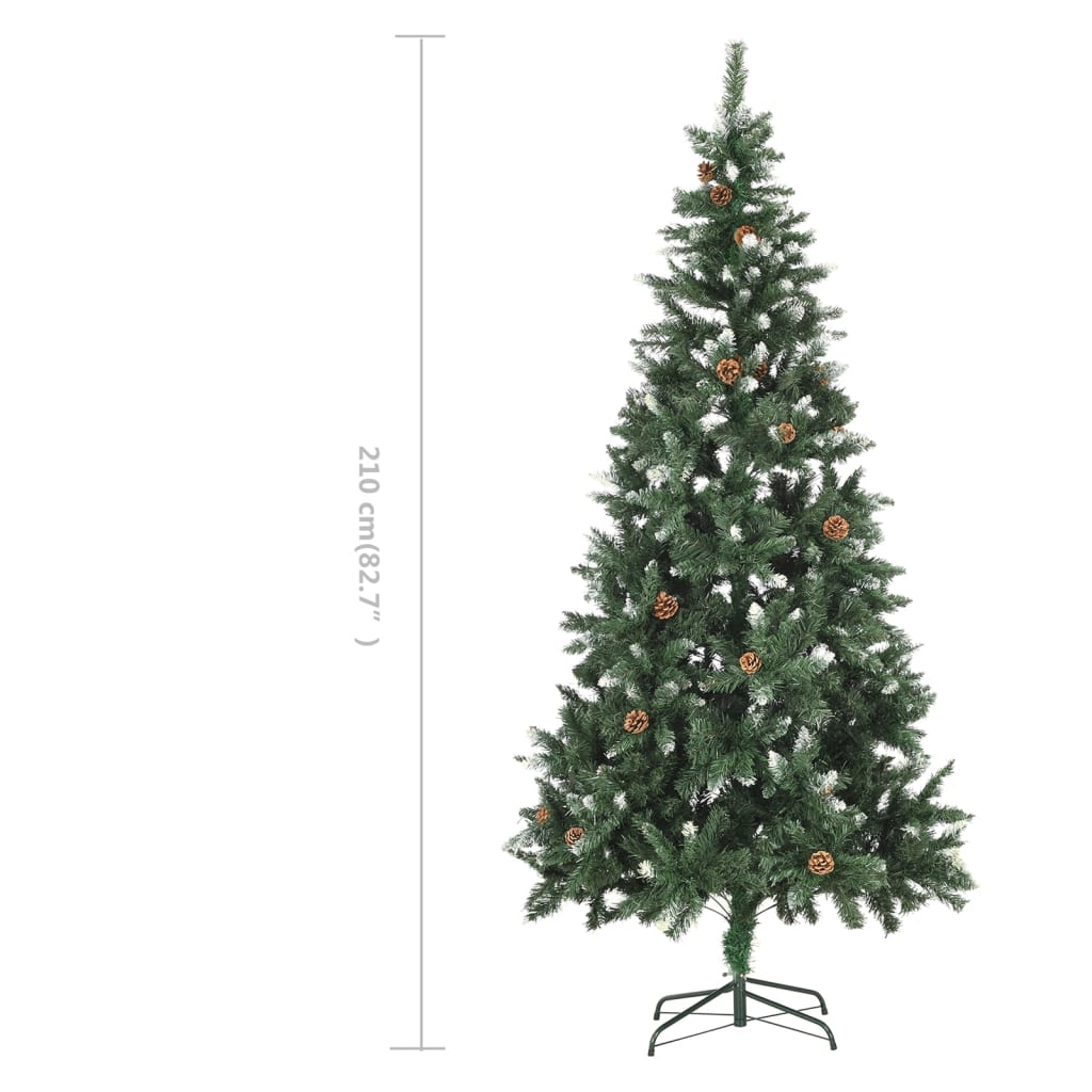 Kunstkerstboom met dennenappels en wit glitter 210 cm Kerstbomen | Creëer jouw Trendy Thuis | Gratis bezorgd & Retour | Trendy.nl