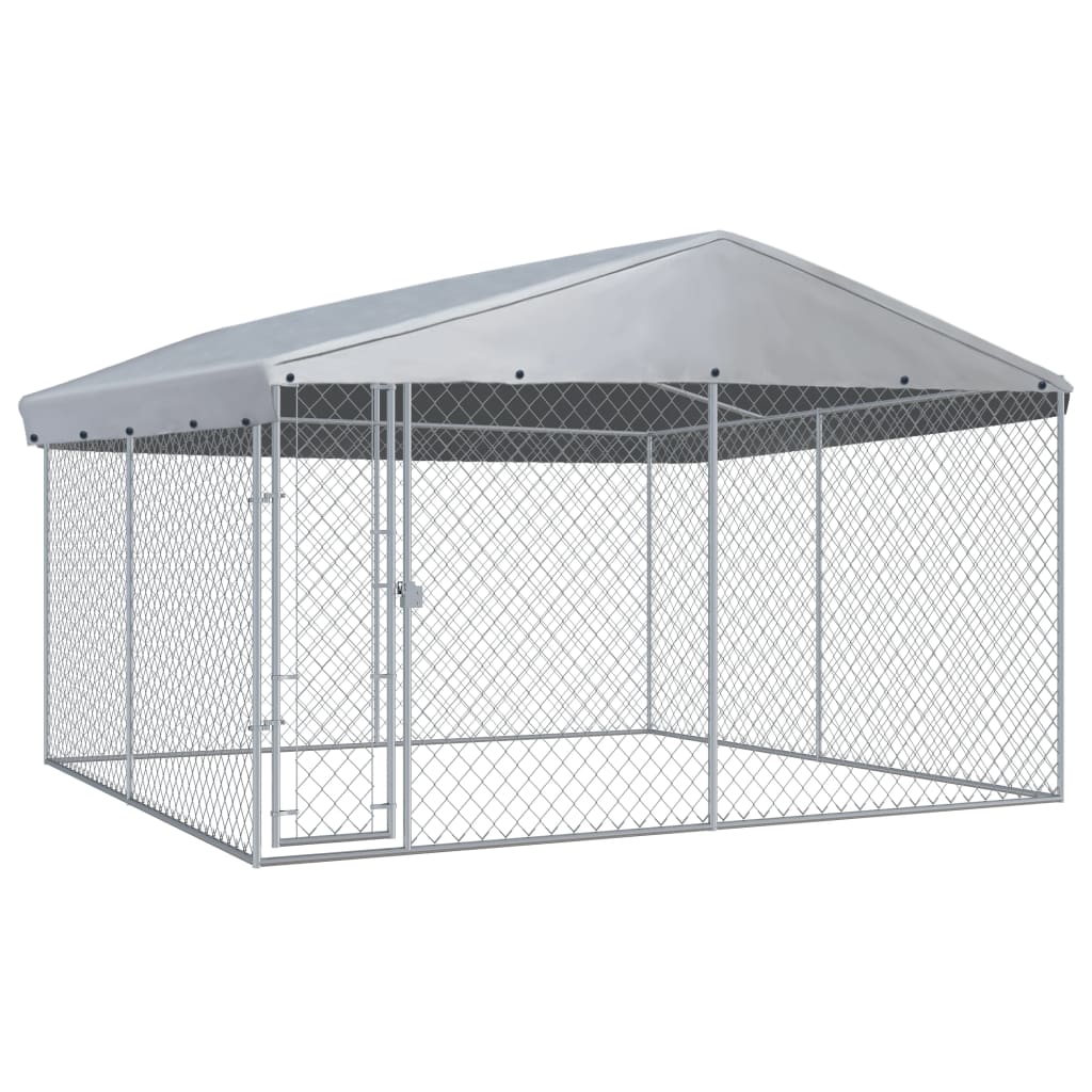 Hondenkennel voor buiten met dak 382x382x225 cm Hondenkennels & -rennen | Creëer jouw Trendy Thuis | Gratis bezorgd & Retour | Trendy.nl