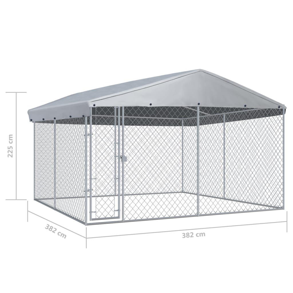 Hondenkennel voor buiten met dak 382x382x225 cm Hondenkennels & -rennen | Creëer jouw Trendy Thuis | Gratis bezorgd & Retour | Trendy.nl