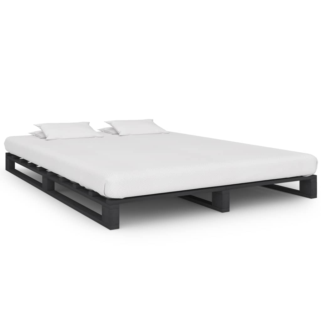 Bedframe pallet massief grenenhout grijs 140x200 cm Bedden & bedframes | Creëer jouw Trendy Thuis | Gratis bezorgd & Retour | Trendy.nl