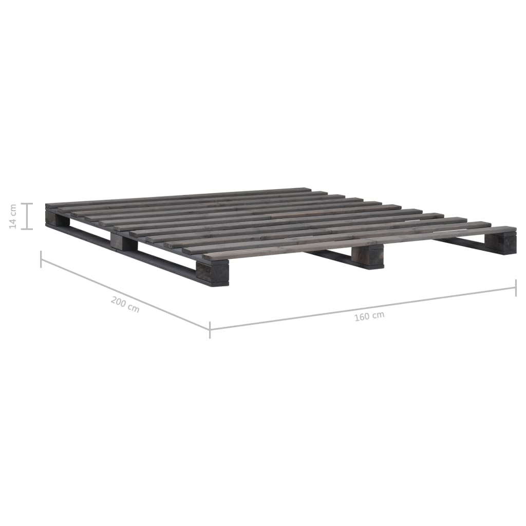 Bedframe pallet massief grenenhout grijs 160x200 cm Bedden & bedframes | Creëer jouw Trendy Thuis | Gratis bezorgd & Retour | Trendy.nl