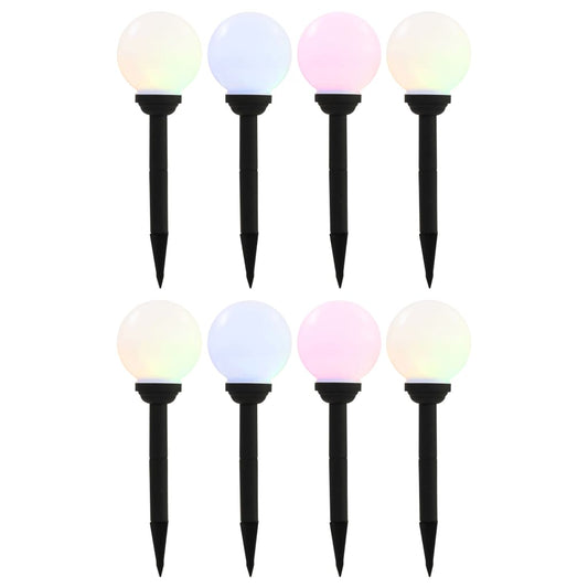 Solarlampen 8 st LED rond 15 cm RGB Buitenverlichting | Creëer jouw Trendy Thuis | Gratis bezorgd & Retour | Trendy.nl