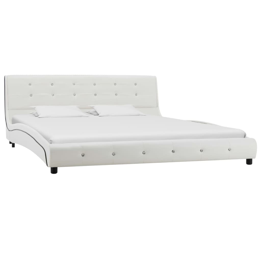 Bed met traagschuim matras kunstleer wit 160x200 cm Bedden & bedframes | Creëer jouw Trendy Thuis | Gratis bezorgd & Retour | Trendy.nl