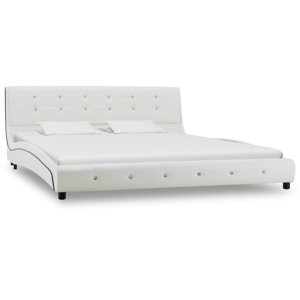 Bed met traagschuim matras kunstleer wit 160x200 cm Bedden & bedframes | Creëer jouw Trendy Thuis | Gratis bezorgd & Retour | Trendy.nl