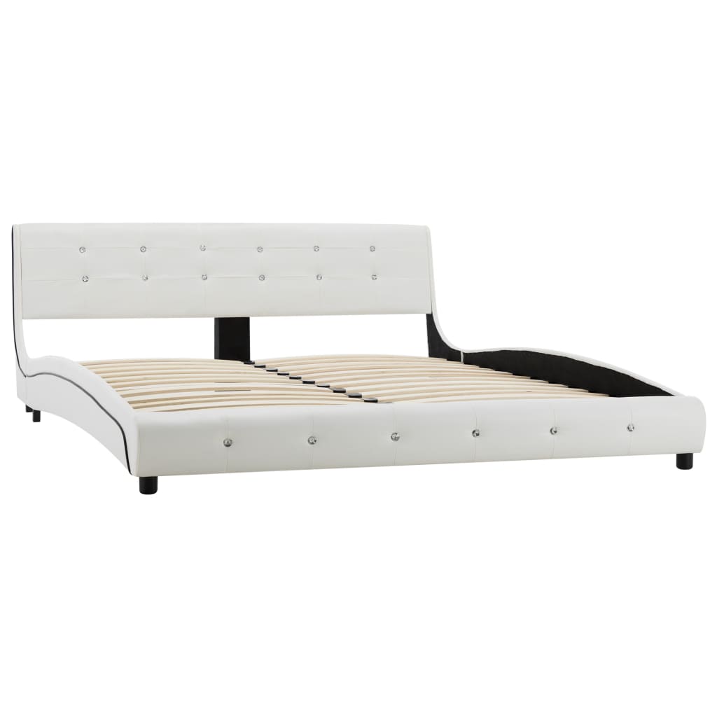 Bed met traagschuim matras kunstleer wit 160x200 cm Bedden & bedframes | Creëer jouw Trendy Thuis | Gratis bezorgd & Retour | Trendy.nl