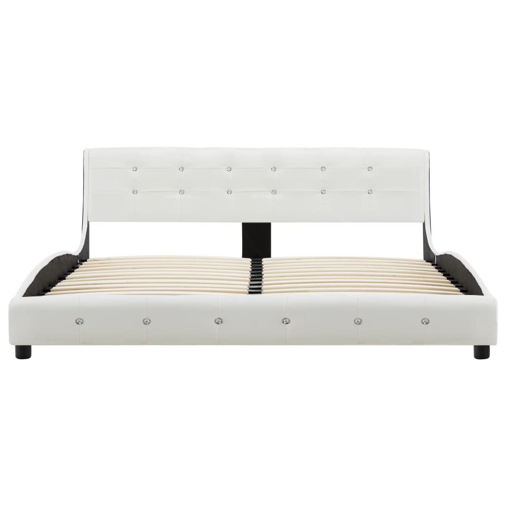 Bed met traagschuim matras kunstleer wit 160x200 cm Bedden & bedframes | Creëer jouw Trendy Thuis | Gratis bezorgd & Retour | Trendy.nl