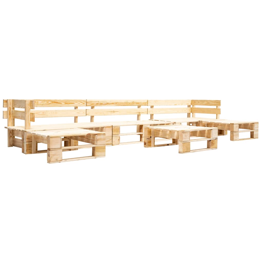 6-delige Loungeset pallet hout naturel Tuinsets | Creëer jouw Trendy Thuis | Gratis bezorgd & Retour | Trendy.nl