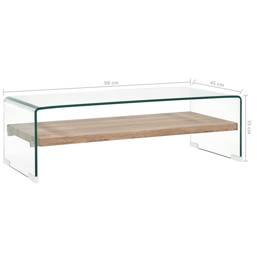 Salontafel 98x45x31 cm gehard glas transparant