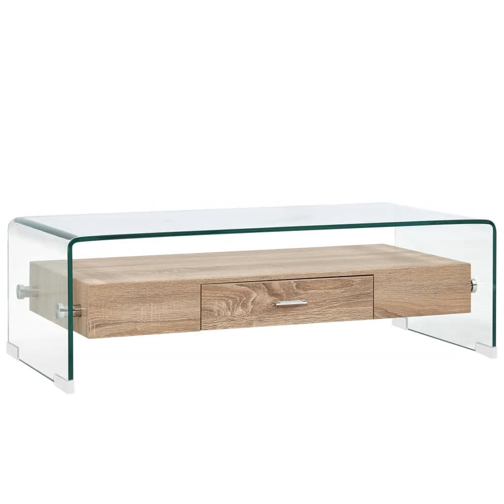 Salontafel 98x45x31 cm gehard glas transparant