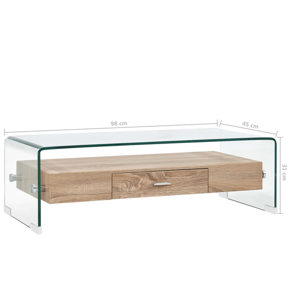 Salontafel 98x45x31 cm gehard glas transparant