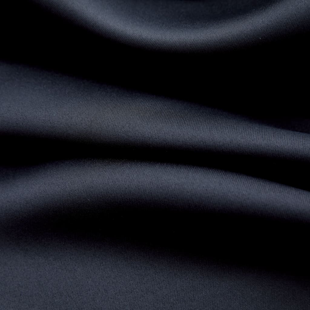 Gordijn verduisterend met metalen ringen 2 st 140x225 cm zwart