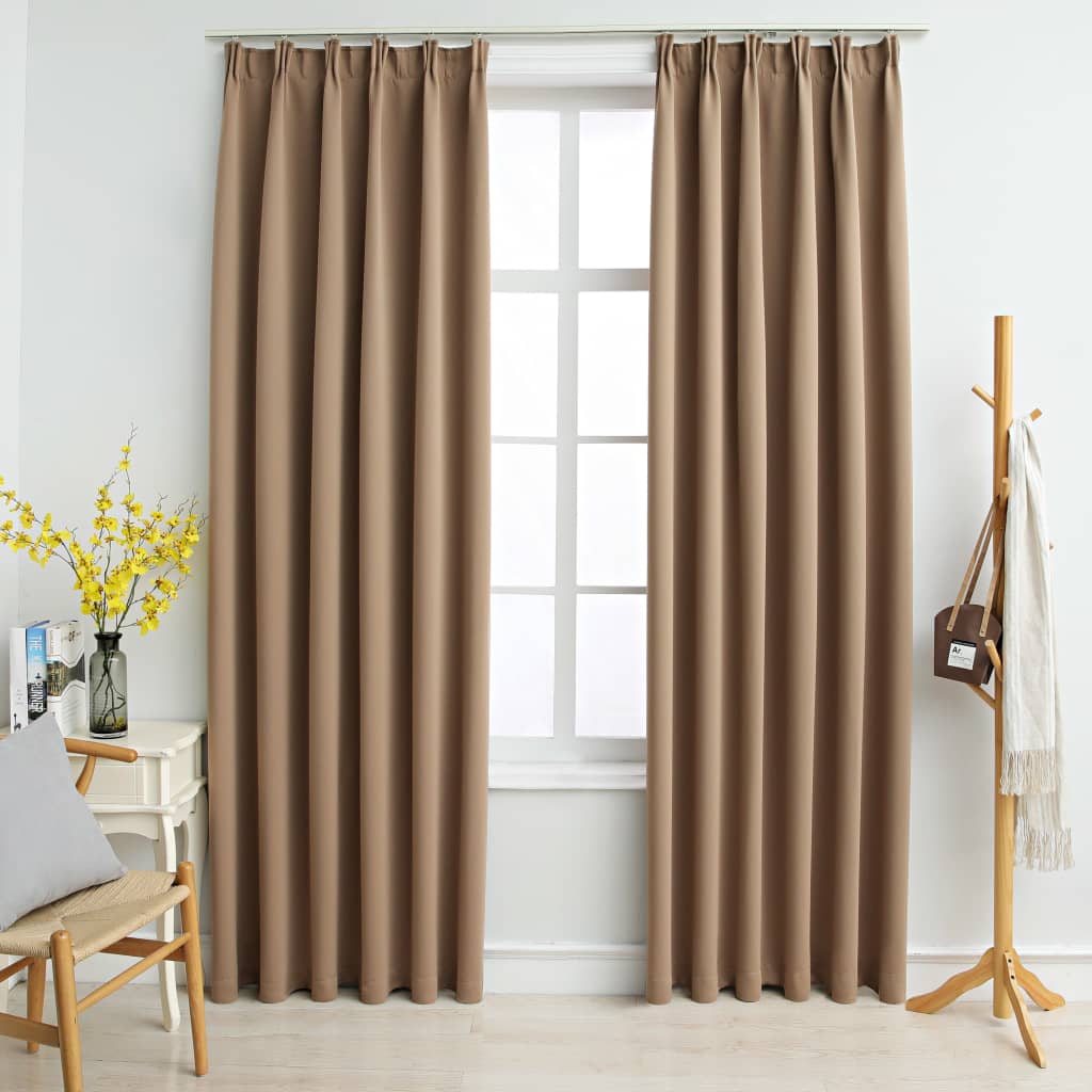 Gordijnen verduisterend met haken 2 st 140x175 cm taupe Gordijnen & vitrages | Creëer jouw Trendy Thuis | Gratis bezorgd & Retour | Trendy.nl