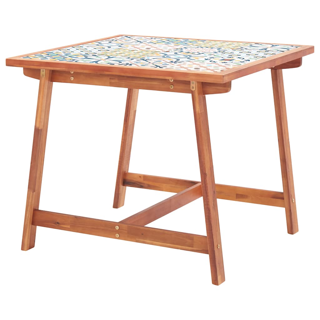 Tuintafel 88x88x75 cm tegelblad en massief acaciahout