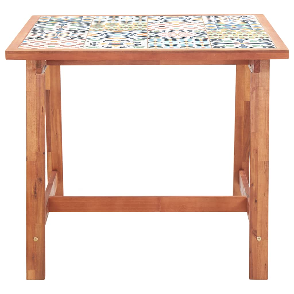 Tuintafel 88x88x75 cm tegelblad en massief acaciahout