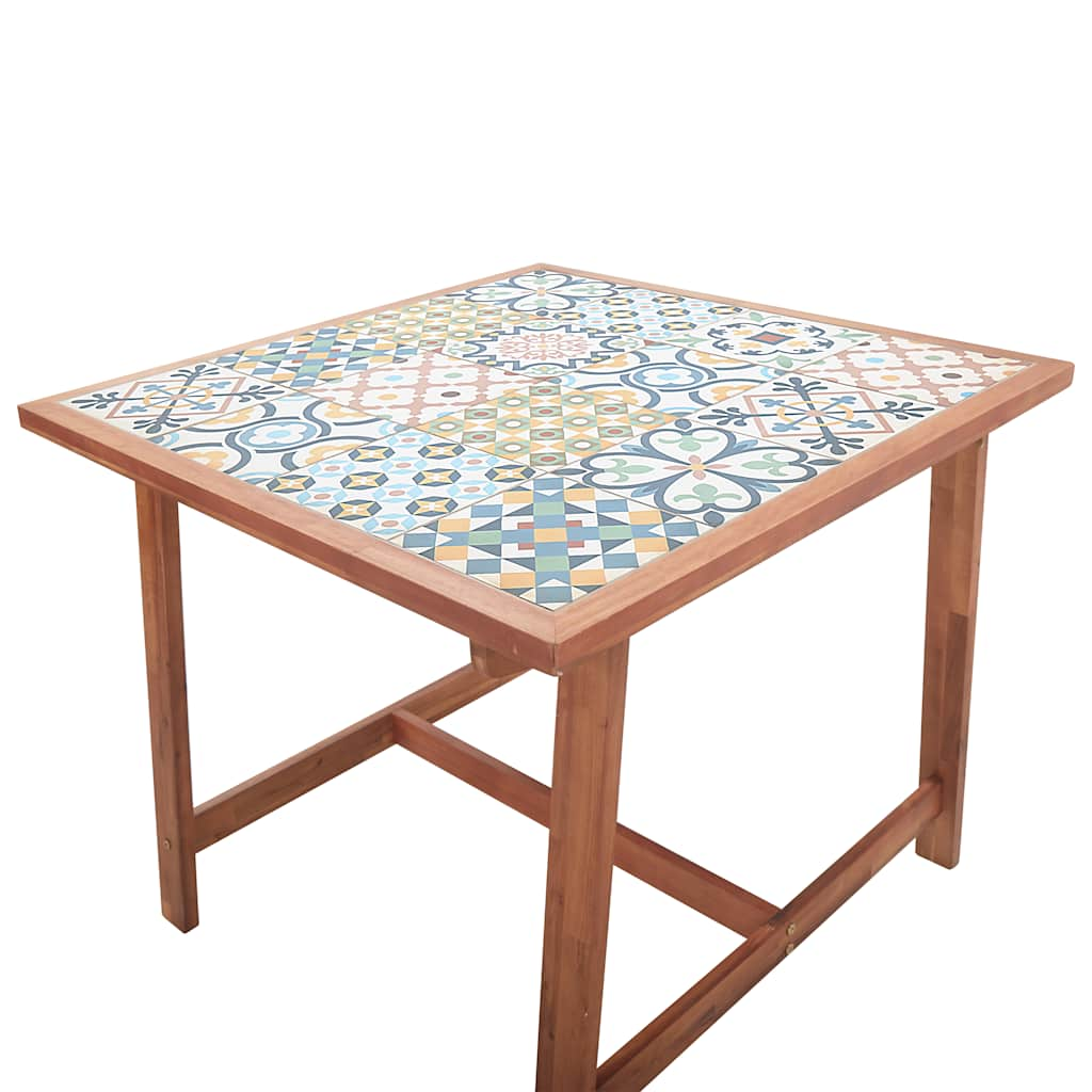 Tuintafel 88x88x75 cm tegelblad en massief acaciahout