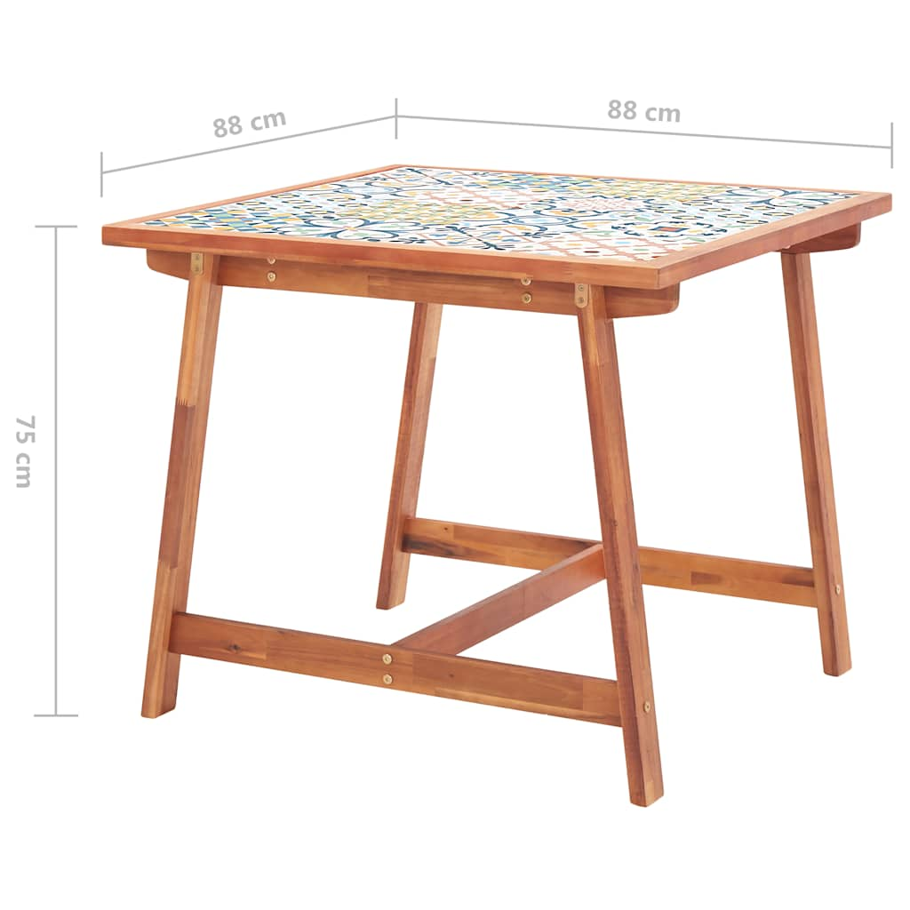 Tuintafel 88x88x75 cm tegelblad en massief acaciahout