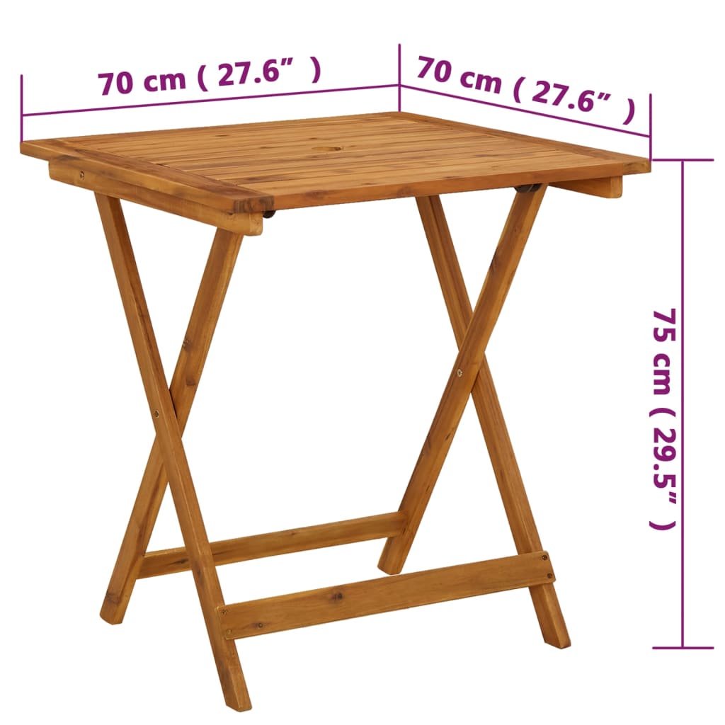 Tuintafel inklapbaar 70x70x75 cm massief acaciahout Tuintafels | Creëer jouw Trendy Thuis | Gratis bezorgd & Retour | Trendy.nl