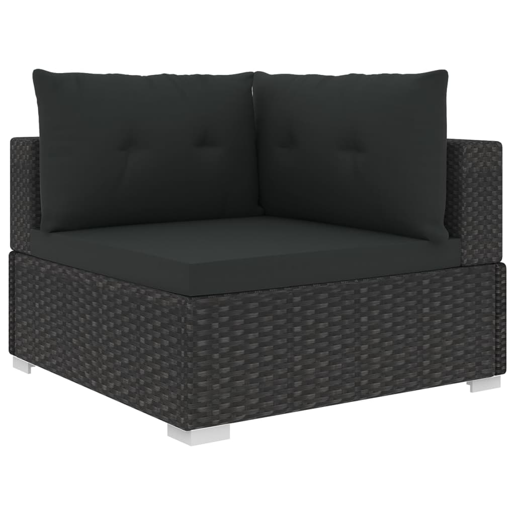 6-delige Loungeset met kussens poly rattan zwart Tuinsets | Creëer jouw Trendy Thuis | Gratis bezorgd & Retour | Trendy.nl