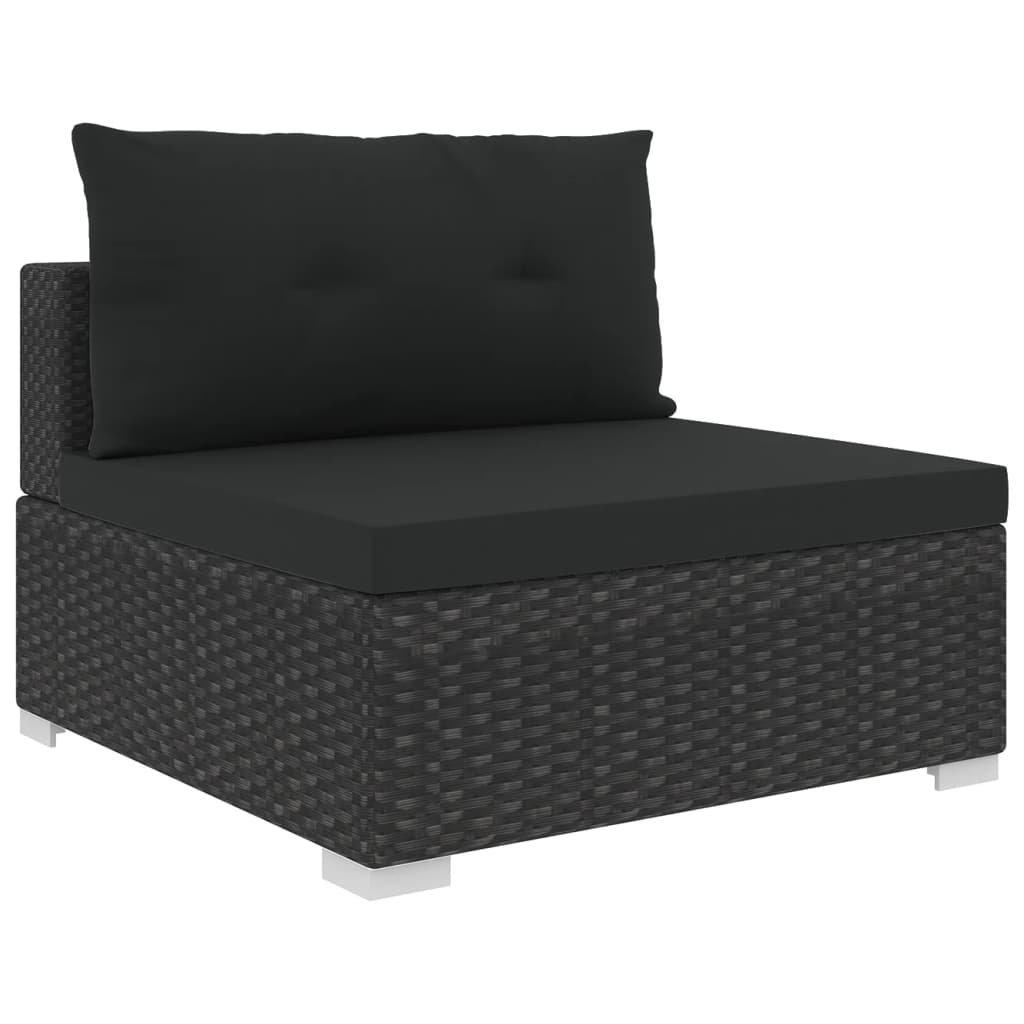 6-delige Loungeset met kussens poly rattan zwart Tuinsets | Creëer jouw Trendy Thuis | Gratis bezorgd & Retour | Trendy.nl