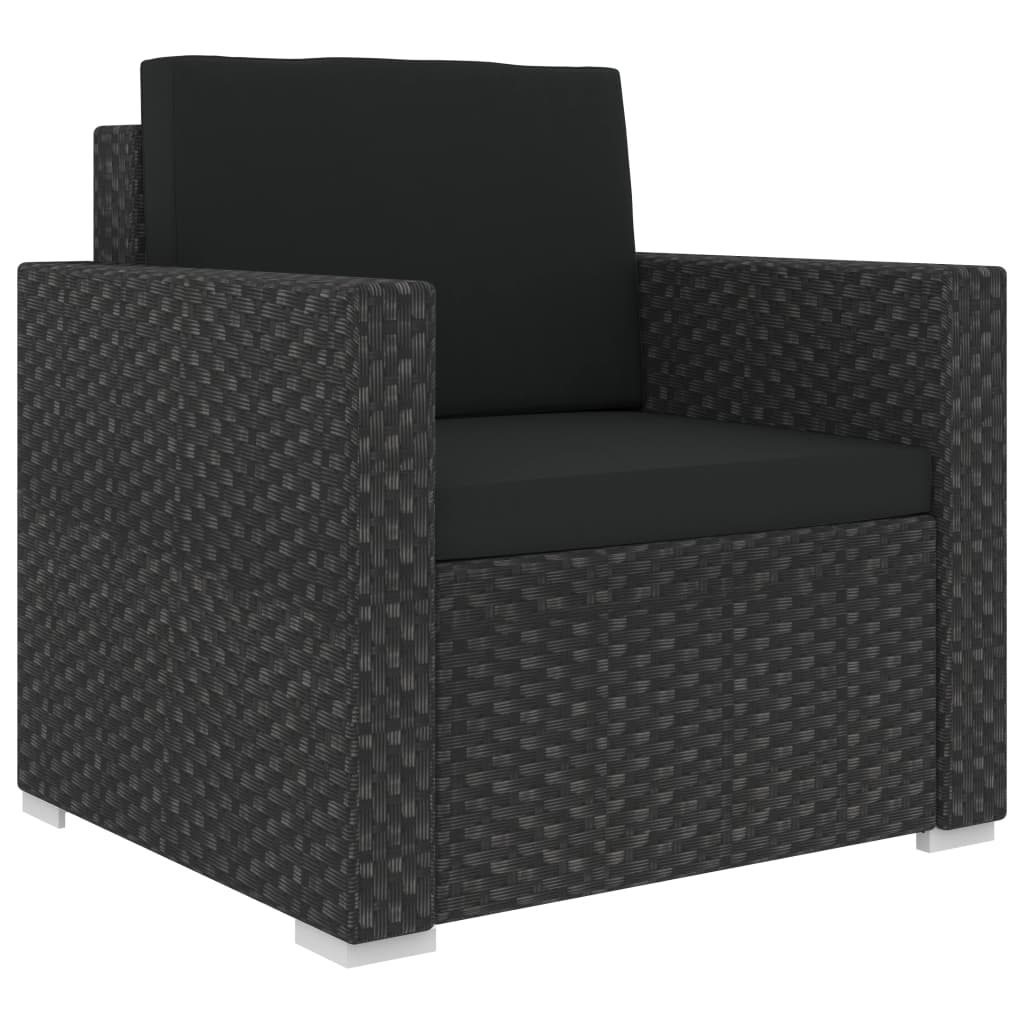 6-delige Loungeset met kussens poly rattan zwart Tuinsets | Creëer jouw Trendy Thuis | Gratis bezorgd & Retour | Trendy.nl